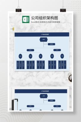 蓝色公司企业组织架构图Excel模板