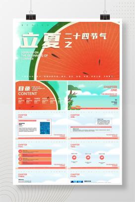 绿色插画风清爽立夏节气PPT模板