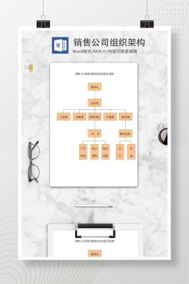 橘色销售公司组织架构word模板