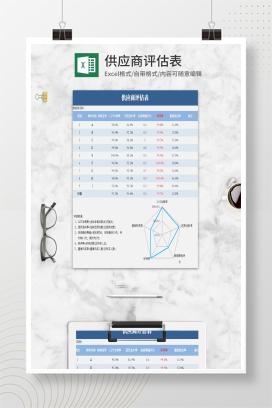 小清新蓝色供应商评估Excel模板