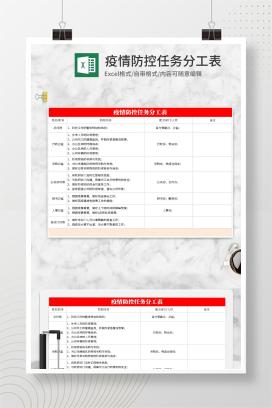 简约疫情防控任务分工表Excel模板