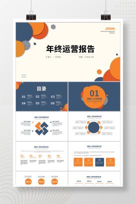 白色扁平风年终运营总结述职通用PPT模板