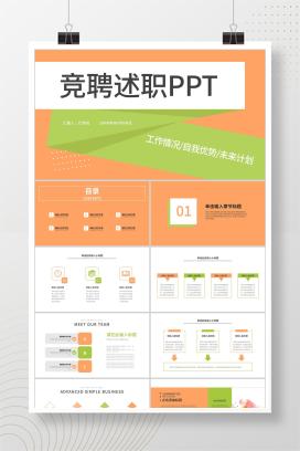橙色简约风竞聘述职PPT模板