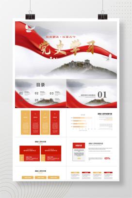 灰色画册风党员学习党史党政报告PPT模板