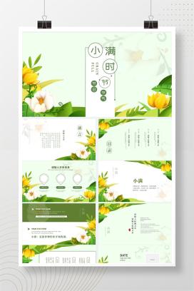 绿色简约清爽小满节日节气PPT模板