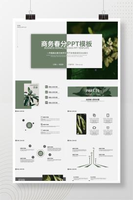 绿色叶子ins风商务二十四节气PPT模板